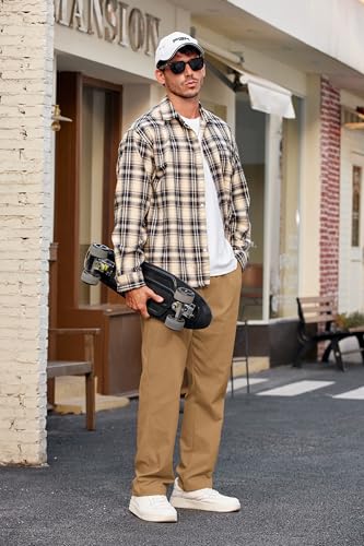 Image of COOFANDY Men's Casual Chino Pants Relaxed Fit Drawstring Elastic Waist Lightweight Pant Twill Pleated Trousers