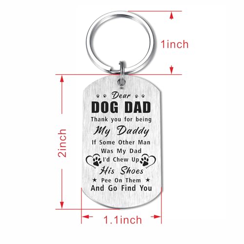 Image of Laluminter Fathers Day Dog Dad Gifts - Best Dog Dad Ever Keychain - I Woof You Gift from Doggy to Daddy
