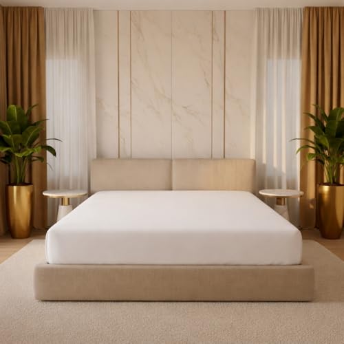 Image of King Size Fitted Sheet- Egyptian Cotton 500 Thread Count Hotel Luxury 1 Piece King Fitted Bedsheet- Fit Mattress Up to 12 inch- Extra Soft, Wrinkle Free, Breathable Sheet- White Solid