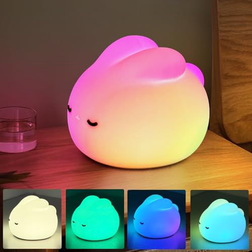 Nachtlicht Baby Silikon, Mehrfarbig Stilllicht Kaninchen Touch LED Lampe Dimmbar und Zeitschaltuhr Nachttischlampe Kinder, Geschenke für Kinderzimmer Mädchen Junge Nachtlicht Baby Silikon, Mehrfarbig Stilllicht Kaninchen Touch LED Lampe Dimmbar und Zeitschaltuhr Nachttischlampe Kinder, Geschenke für Kinderzimmer Mädchen Junge