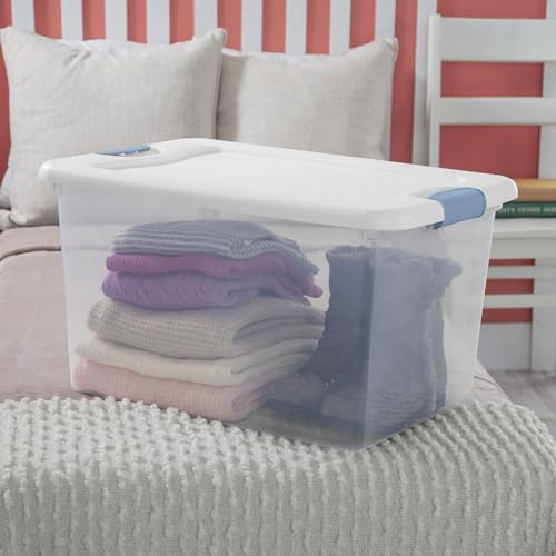 Image of Sterilite 18-Pack Latching Box, Under Bed Storage Bins with Lids, Clear Plastic, 64 Quart - Heavy-Duty Organizing Containers for Closet, Bathroom, and Office