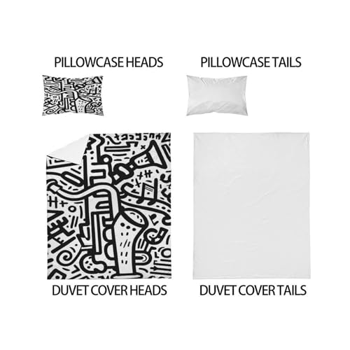Housse de couette graffiti 2 pièces lit simple ensemble literie microfibre imprimé portrait - 5