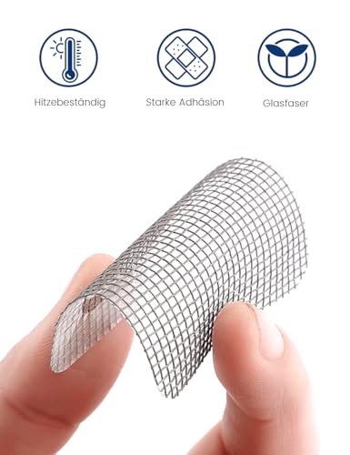 teeppo Fliegengitter Reparatur Set 39 Stück - Fliegengitter Fenster Reparatur Klebeband - Insektenschutz Fliegengitter Reparatur - Stark Selbstklebend Glasfaser - Verhindern Moskitos Insekten - Grau