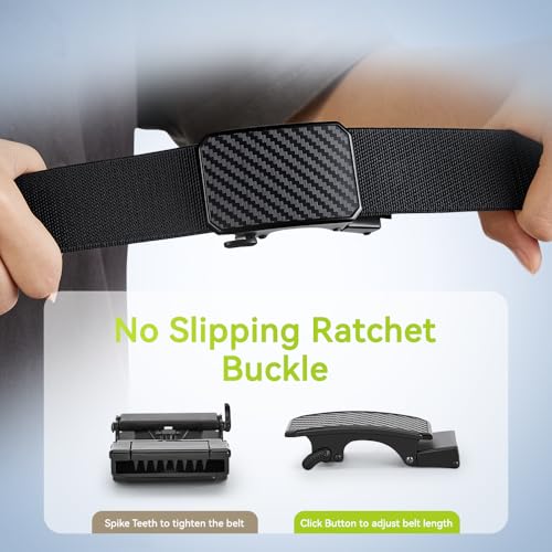VANNANBA Men's 1.5" Ratchet Tactical Belt,Stretch Nylon Belt for Gift Men Work Casual Golf-Elastic Adjustable Trim to Fit3