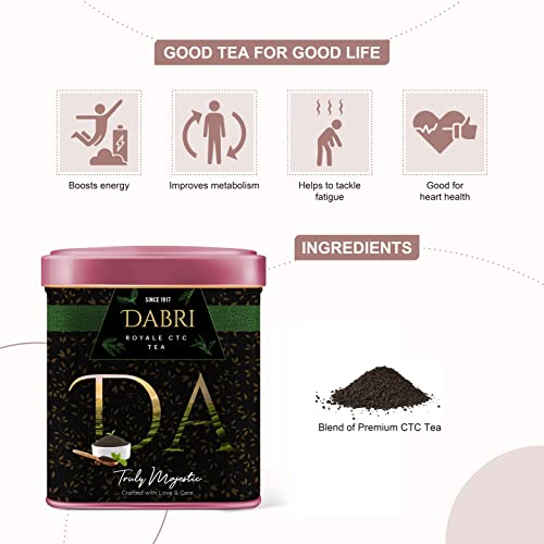 Image of Dabri Tea Gift Combo Royal CTC Tea 80gm & Darjeeling Orthodox Black Tea 40gm - 120gm Combo (2 Tin Boxes) |Pure Natural Leaf|Premium Organic Blend|Boosts Energy, Immunity & Metabolism|Supports Weight
