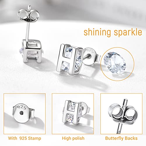 Cubic Zirconia Initial S Huggie Earrings Studs Sterling Silver Sparkly Pierced Earrings #TOP4