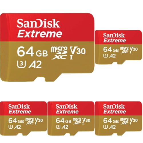 �y �T���f�B�X�N ���K�i �z microSD 64GB UHS-I U3 V30 �����ő�80MB/s Full HD & 4K SanDisk Extreme SDSQXAH-064G-GH3MA �V�p�b�P�[�W �������ۏ� �X�}�[�g�t�H�� (× 5)