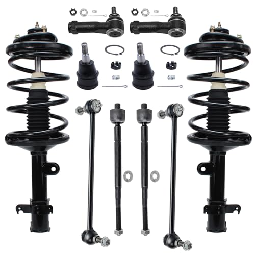 Image of Detroit Axle - Front 10pc Struts Kit for 02-04 Honda Odyssey, 2 Sway Bars 4 Tie Rods 2 Lower Ball Joints 2 Struts w /Coil Spring 2002 2003 2004 Replacement Suspension