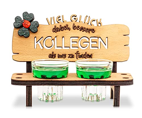 DARO Design - Schnapsbank Viel Glück Kollegen Geschenke Kleeblatt Marienkäfer 2 Schnapsgläser Holz Cover