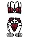 Lilosy Sexy Strappy Underwire Push Up Garter Belt Lingerie Set Harness Cutout Outfits Matching Bra Panty 3 Piece Women Red Velvet Large