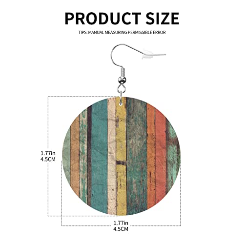 Wood Grain Faux Leather Earrings Lightweight Dangle Round Earrings For Women Girls #TOP3