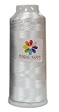 White Embroidery Machine Bobbin Thread - Huge 5500yards Cone Spool - 60 WT Polyester for Brother...