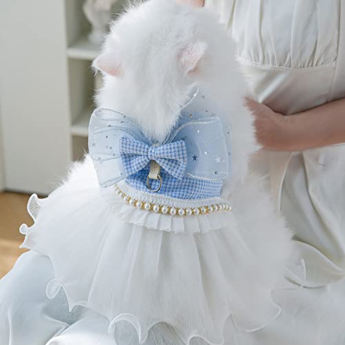 Harikaji Dog Harness Dress, No Pull Sweet Bow Plaid Dog Dress, Lace Pearl Dress Soft Tutu Vest Pet Clothes For Cats Puppy Small Dogs L #TOP1
