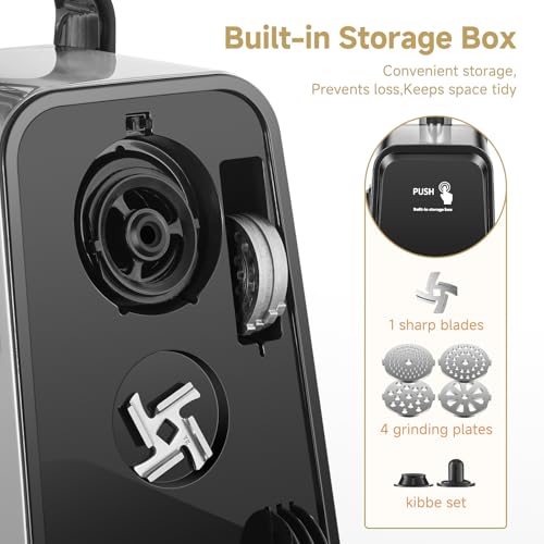 AAOBOSI Meat Grinder Electric, [3000W Max] Meat Grinder Heavy Duty with 2 Stainless Steel Blades & 4 Grinding Plates, Sausage Maker & Kibbe Kit for Home Kitchen Using