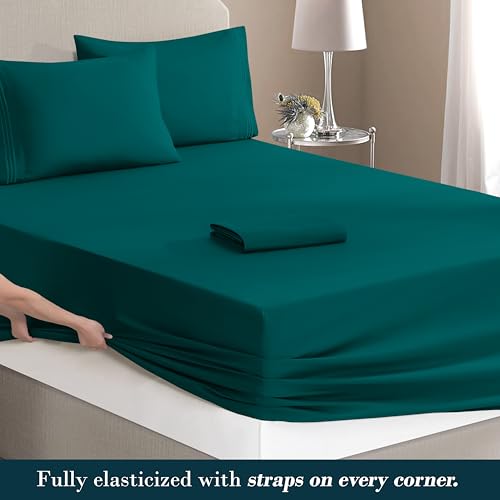 Image of Mocassi Luxury 4-Piece Sheet Set, Ultra Soft 1800 Premium Hotel Quality Microfiber Sheet Set, Fits Mattresses Up to 18 to 24 Inches Extra Deep Pocket - Breathable and Secure Fit, Twin, Marine Blue
