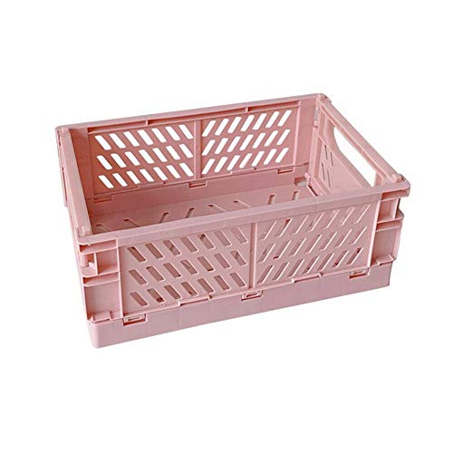 QINXI Mini Folding Plastic Box Foldable Plastic Storage Containers Desktop Carrying Basket Folding Storage Baskets Stackable Document Storage Boxes for Shelves Storage Bins