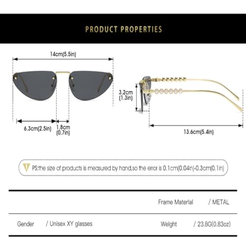 Lunettes œil de chat rétro sans monture finitions branches perlées exclusives
