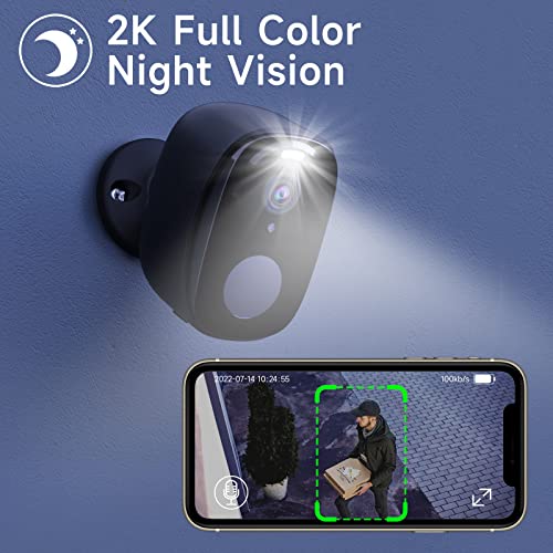 Rraycom 4Pack Security Cameras Outdoor Wireless, 2K Battery Powered Camera For Home Security, Cloud/Sd(Up To 256G), Ai Motion Detection, Color Night Vision,2-Way Audio, Compatible With Alexa Black #TOP4