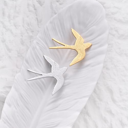 Image of Lovely Swallow Animal Brooch Bird Lapel Pin Badge for Women Men Simple Metal Cute Dress Suit Accessories Birthday Xmas Wedding Fashion Jewelry Gift Collection Ornament