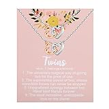 UJIMS Twins Interlocking Hearts Necklace - Twins Message Necklace for Her