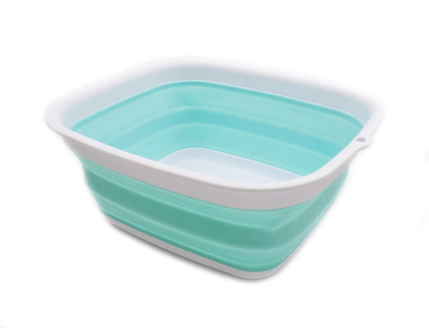 SAMMART 7,7 L (2 gallons) Baignoire Pliable - Baignoire Pliable - Bassin de Lavage Portable - Baignoire en Plastique Peu encombrante (Blanc/Vert Lac, 1)