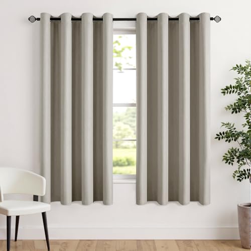 Image of MIULEE Cobblestone Blackout Bedroom Curtains Drapes 72 Inch Long 52 inchx72 inch | Grommet Top, Room Darkening Window Drapes, Privacy Protection, Thermal Insulated, Heat Blocking, Light Blocking