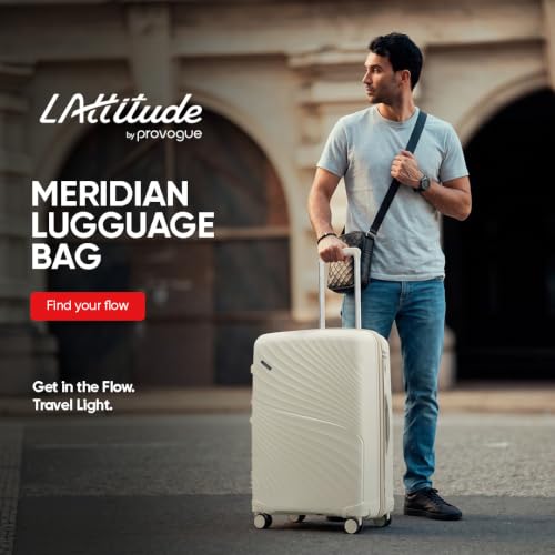 Image of Meridian Medium Check-in Suitcase 65 cm 24 inch Polypropylene Hard Trolley, 8 Spinner Wheels, 2-Pocket Convipack, Recessed Number Lock for Men & Women Ghost Grey /Limestone Grey