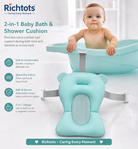 Image of Premium Soft and Safe Baby Bath Cushion for Comfortable Bathing (Blue)
