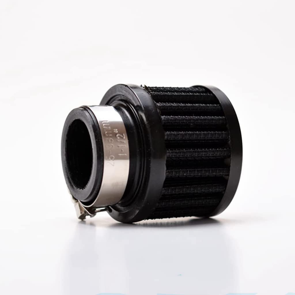Filtro de admisión de aire de 25 mm de diámetro de entrada de aire, cono de admisión de aire, piezas de filtro universal con abrazadera ajustable (negro)