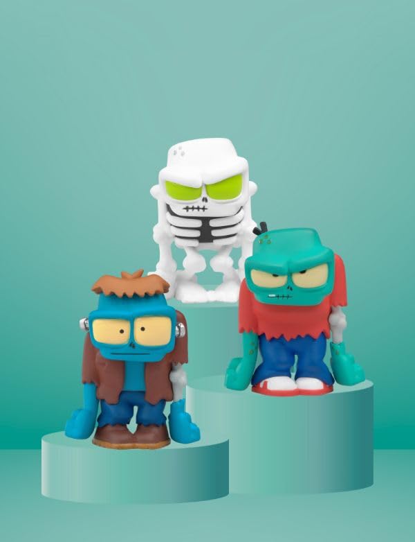 Ultrazombies Pack de 3 "Caja 1"| Muñecos Zombies serie de YouTube | Figuras Coleccionables de Zombies| 2 Brillan en la Oscuridad y 2 Metalizados | Para Niños y coleccionistas|Halloween