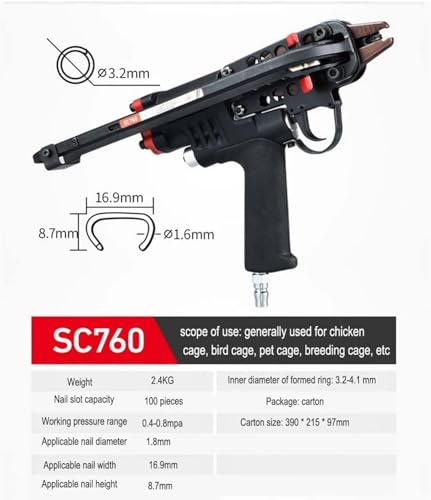 Herramienta de clavadora neumática, pistola de clavos de aire para carpintería, valla y proyectos de bricolaje, presión de aire resistente, calibre 18, diseño semiautomático para fijación de precisión