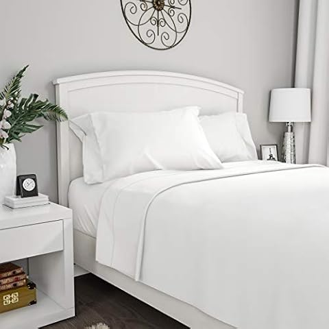 Bedford Home Series 1200 3 Piece Twin Sheet White Sheet & Pillowcase Sets, White Cover