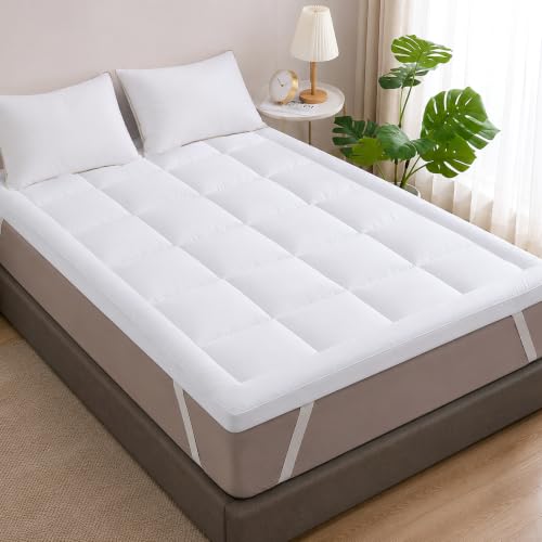 Image of Divine Casa Premium Microfiber King Size Bed Mattress Topper (72 x 78 Inch) | 2 Inch Thick Mattress Pad | 500 GSM Super Soft Hollow Fiber Filling | Breathable | 4 Corner Elastic Bands | White