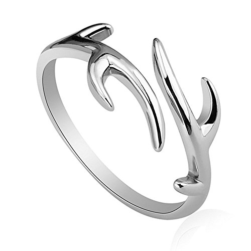 S925 Sterling Silver Ring Opening Christmas Snowflake Antlers Anti Allergy Ring