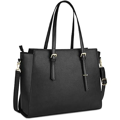 NEWHEY Borsa Lavoro Donna Porta PC 15.6 Pollici Grande Borsa a Tracolla Tote per Computer da Impermeabile in Finta Pelle Nero
