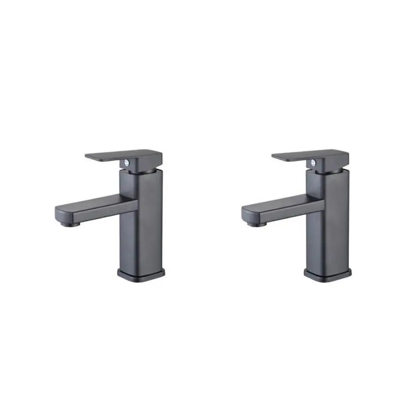Robinet de salle de bain, Bec de robinet monté sur lavabo carré et rond, accessoires douche en laiton chromé ou noir or brossé gris(Black 2pcs)