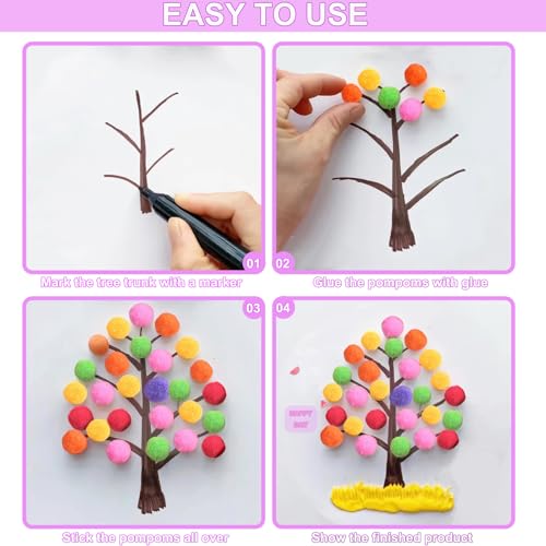 Luxoraiova 500 Stück Pompons zum Basteln, 1-3cm Bunt Mini Pompons zum Basteln, Mini Pom Poms Filzkugeln Bunt für Lustige DIY Kreative Handwerk, Feine Haar-Accessoires, Partydekoration