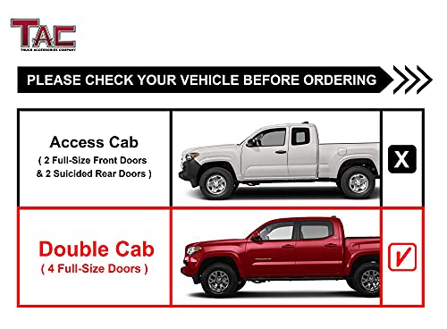 TAC Sidewinder Running Boards Fit 2005-2023 Toyota Tacoma Double Cab Truck Pickup 4” Drop Fine Texture Black Side Steps Nerf Bars Rock Slider Armor Off-Road Accessories (2pcs)
