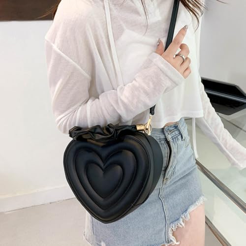 Cute Heart Shape Crossbody Shoulder Bag PU Leather Zip Satchel Purse for Women4