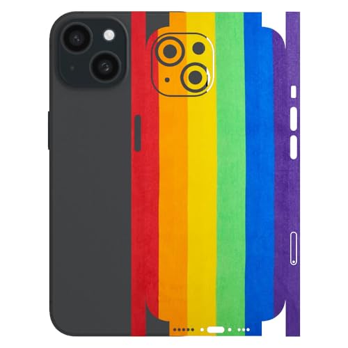 Image of AtOdds - Full Body Back Screen Guard Protector Film - Lamination Wrap Skin Sticker for iPhone 15 | Scratchproof Matte Finish (Design - Rainbow)