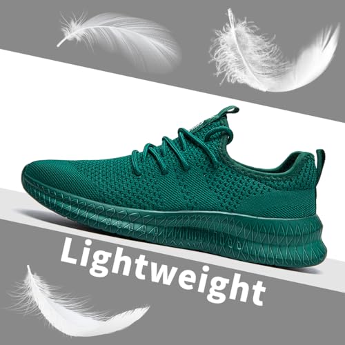 Image of Men's Shoes Running Walking Sneakers Casual Tennis Slip on Shoes Lightweight Breathable Fashion Comfortable Workout Athletic for Shoes Gym Sport Dark Green Size US 8.5
