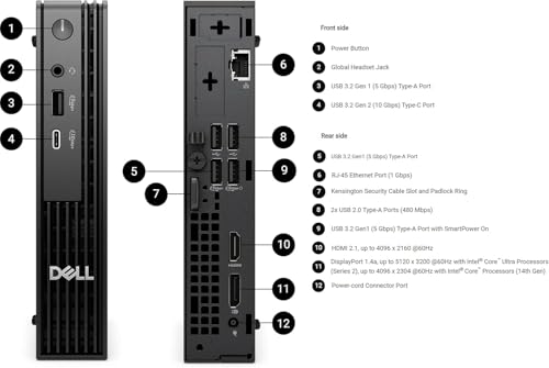 Image of Dell Pro Micro QCM1250 AI PC (Next Gen OptiPlex 7020 7000 MFF), Intel 14-Core Ultra 5 235T (> Ultra 7 165U), 32GB DDR5, 1TB SSD, Mini Tiny Business Desktop, Wi-Fi 6E, RJ-45, DisplayPort, Win 11 Pro