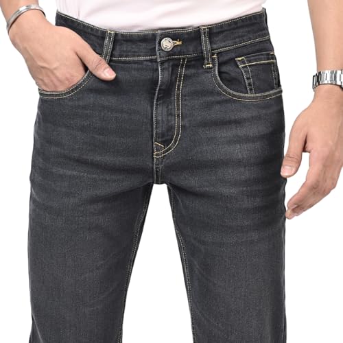 Image of WROGN Men's Stretch Denim Jeans | Straight Fit | Casual Style | Mid Rise