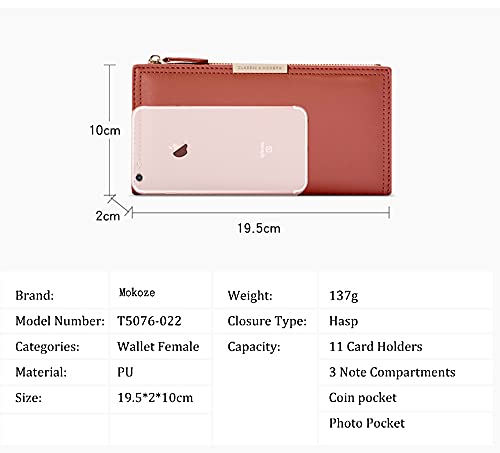 Mokoze Red Wallet Women, Leather Wallet with Zipper Magnetic Closure Double Fold Wallet for Gift Giving, Daily Life, Travel and Business Occasions4