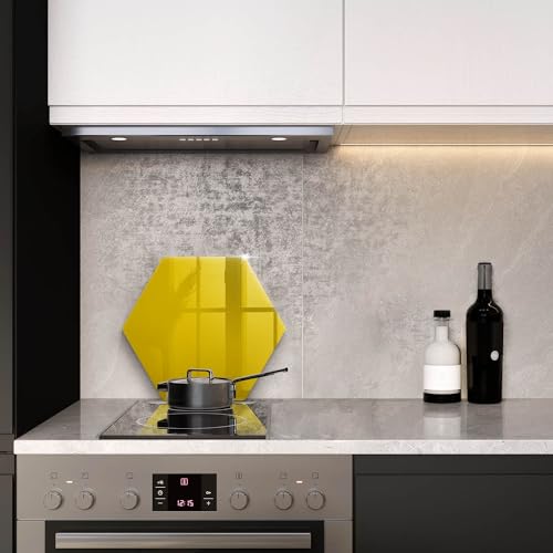 Planche à Découper Induction Hexagonale Jaune en Verre Trempé Résistant de 40cm Wallfluent