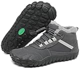 SAGUARO Scarpe Barefoot Invernali Bambino Stivali da Neve Comode Caldo Stivaletti Inverno Bambina Antiscivolo Scarponcini con Imbottitura Calda, Will Ⅰ, Grigio Peltro, 35 EU