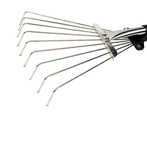 TOYANDONA Ancinho de folha de jardim, cabo de alumínio ajustável, ancinho de jardim, grama, plantas,