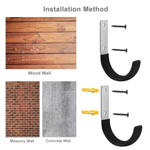 Nlmyt 6 Pcs Garage Storage Utility Hook, Upgraded Ladder Hangers, Shed J-Hooks, Heavy Duty Ladder Tool Holders for Garage Wall, Black Wall Hooks for Hanging Tools, Bikes, Hose, Shovels, Rakes by Nlmyt - Used condition - Image 5