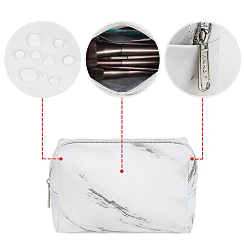 WANDF 3 Pieces Makeup Bag Toiletry Bag Portable Cosmetic Pouch Travel Organizer Water-resistant for Women (L - White… - Image 5