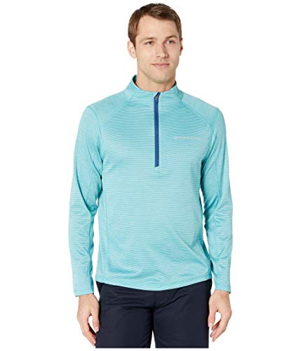Vineyard Vines Men's Striped Sankaty 1/2-Zip Pullover, Aqua Ocean, XL